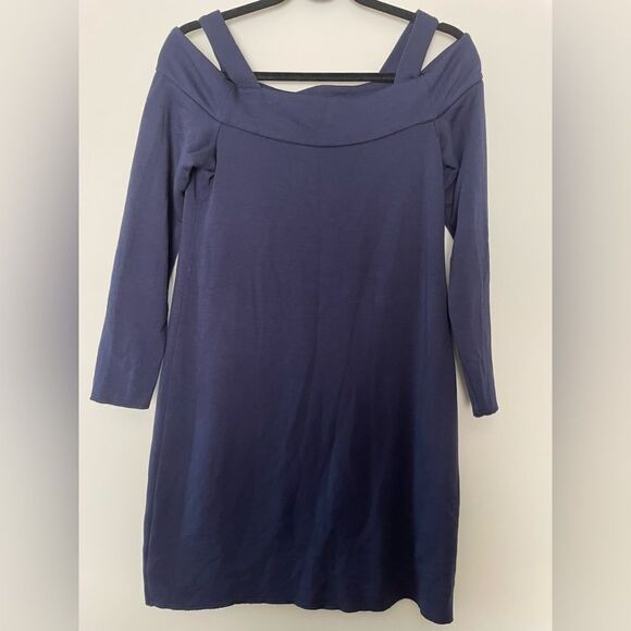 Bailey/44 Anthropologie Navy Blue Cold Shoulder Dress Size Small Soft Above Knee - Picture 3 of 6